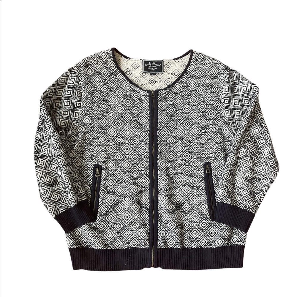 Lucky Brand Patterned Knit Bomber Jacket
